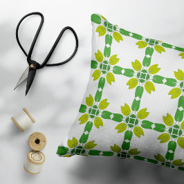 葉のパターン、のパター葉ン、緑の葉 アクセントクッション