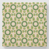 葉のパターン、のパター葉ン、緑の葉 ストーンコースター (正面)