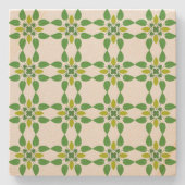 葉のパターン、のパター葉ン、緑の葉 ストーンコースター (正面)