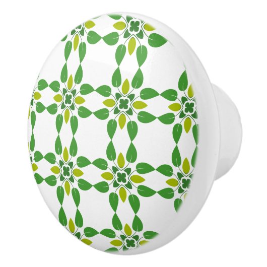 葉のパターン、のパター葉ン、緑の葉 セラミックノブ (右)