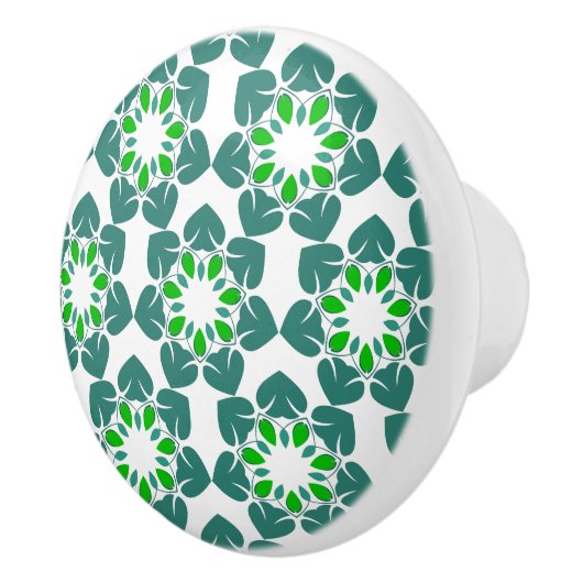 葉のパターン、のパター葉ン、緑の葉 セラミックノブ (右)