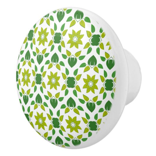 葉のパターン、のパター葉ン、緑の葉 セラミックノブ (右)