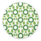 葉のパターン、のパター葉ン、緑の葉 セラミックノブ (正面)