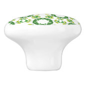 葉のパターン、のパター葉ン、緑の葉 セラミックノブ (側面)