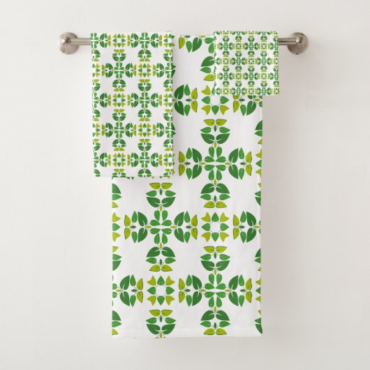 葉のパターン、のパター葉ン、緑の葉 バスタオルセット (インサイチュ)