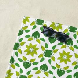 葉のパターン、のパター葉ン、緑の葉 ビーチタオル