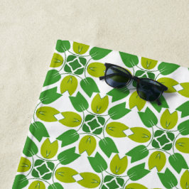 葉のパターン、のパター葉ン、緑の葉 ビーチタオル