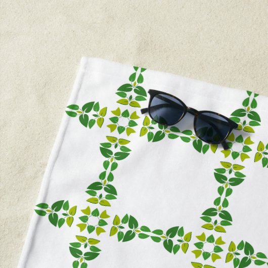 葉のパターン、のパター葉ン、緑の葉 ビーチタオル (インサイチュ)