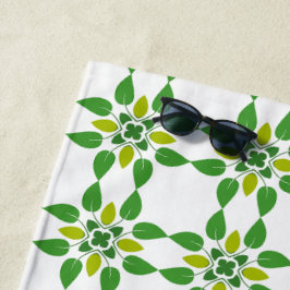 葉のパターン、のパター葉ン、緑の葉 ビーチタオル