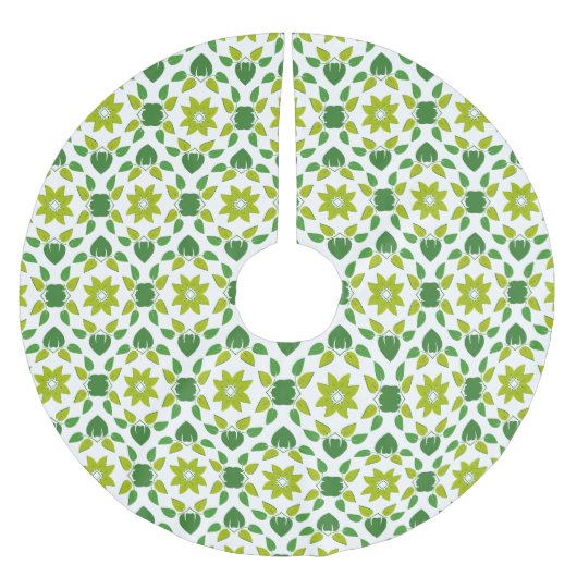 葉のパターン、のパター葉ン、緑の葉 ブラッシュドポリエステルツリースカート (正面)