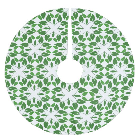 葉のパターン、のパター葉ン、緑の葉 ブラッシュドポリエステルツリースカート (正面)