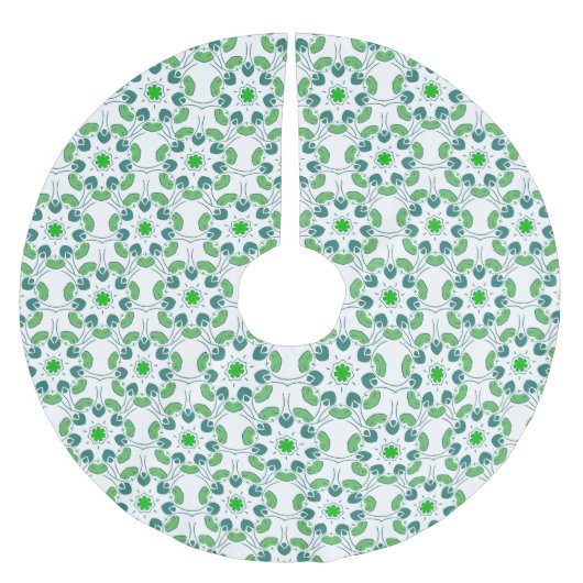 葉のパターン、のパター葉ン、緑の葉 ブラッシュドポリエステルツリースカート (正面)