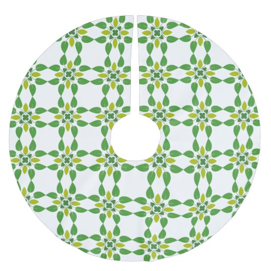 葉のパターン、のパター葉ン、緑の葉 ブラッシュドポリエステルツリースカート (正面)