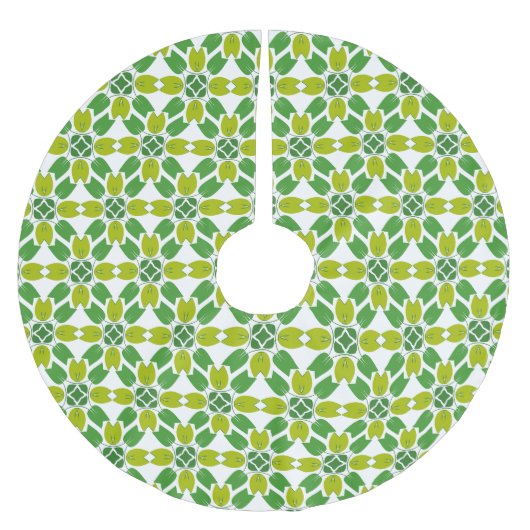 葉のパターン、のパター葉ン、緑の葉 ブラッシュドポリエステルツリースカート (正面)