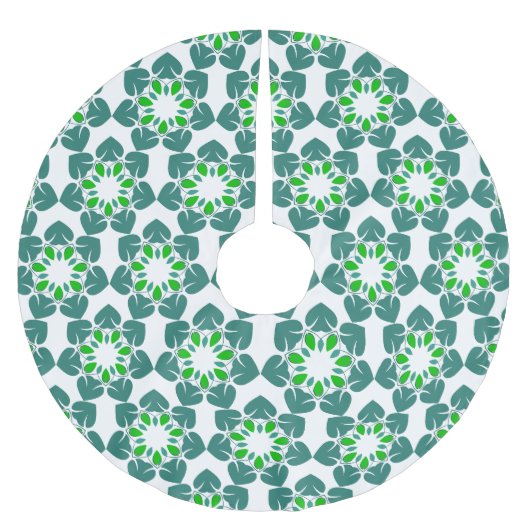 葉のパターン、のパター葉ン、緑の葉 ブラッシュドポリエステルツリースカート (正面)