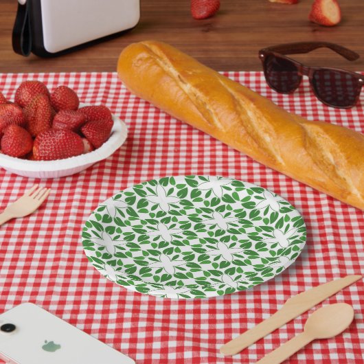 葉のパターン、のパター葉ン、緑の葉 ペーパープレート (ピクニック)