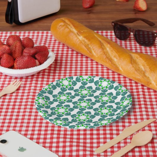 葉のパターン、のパター葉ン、緑の葉 ペーパープレート (ピクニック)