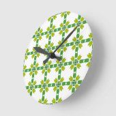 葉のパターン、のパター葉ン、緑の葉 ラウンド壁時計 (傾斜)
