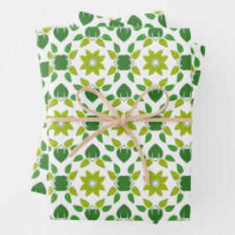 葉のパターン、のパター葉ン、緑の葉 ラッピングペーパーシート