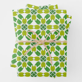 葉のパターン、のパター葉ン、緑の葉 ラッピングペーパーシート