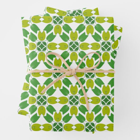 葉のパターン、のパター葉ン、緑の葉 ラッピングペーパーシート (インサイチュ)