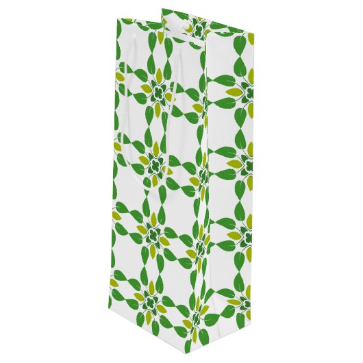 葉のパターン、のパター葉ン、緑の葉 ワインギフトバッグ (裏面アングル)
