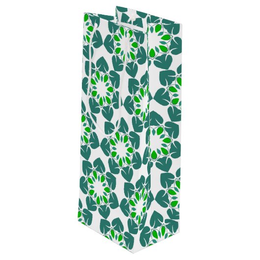 葉のパターン、のパター葉ン、緑の葉 ワインギフトバッグ (裏面アングル)