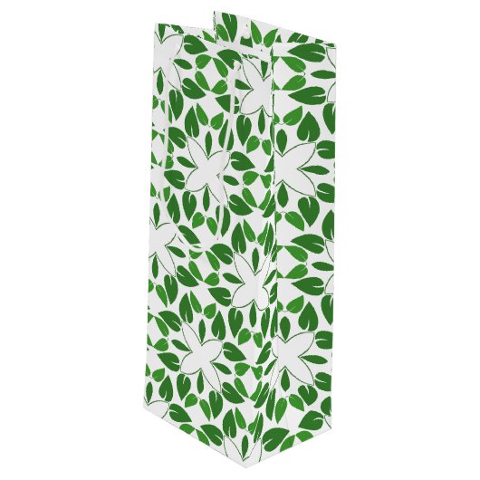 葉のパターン、のパター葉ン、緑の葉 ワインギフトバッグ (裏面アングル)