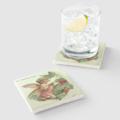 葉のビクトリアン多い庭の「いちご妖精」 ストーンコースター (横)