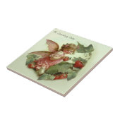 葉のビクトリアン多い庭の「いちご妖精」 タイル (側面)