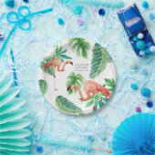 葉のピンクのフラミンゴのブライダルシャワーの装飾の水彩画 ペーパープレート (パーティー)