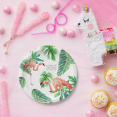 葉のピンクのフラミンゴのブライダルシャワーの装飾の水彩画 ペーパープレート (パーティー)