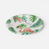 葉のピンクのフラミンゴのブライダルシャワーの装飾の水彩画 ペーパープレート (アングル)