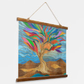 葉のファンタジーモザイク 吊り下げ型タペストリー (傾斜あり)