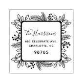 葉のフレーム |休日の住所 シール ラバースタンプ (インプリント)