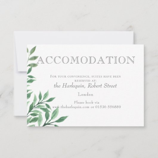 葉のブーケ 宿泊 カード (正面)