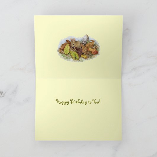 葉のマウス家族-ハッピーバースデー カード (内部)