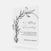 葉のミニマルアーチのリングや輪が暖か結婚る アクリルサイン (傾斜)