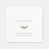 葉のミニマル緑のブライダルシャワー スタンダードカクテルナプキン (正面)