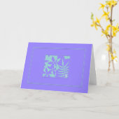葉のモチーフのティール（緑がかった色）を紫色の水平グリーティングカードに カード (黄色い花)