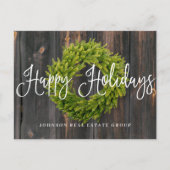 葉のリースオン木 |ハッピーホリデーの挨拶 シーズンポストカード (正面)