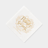 葉のリースハンドレターハッピー感謝祭 箔ナプキン (右)