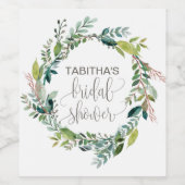 葉のリースブライダルシャワー ワインラベル (シングルラベル)