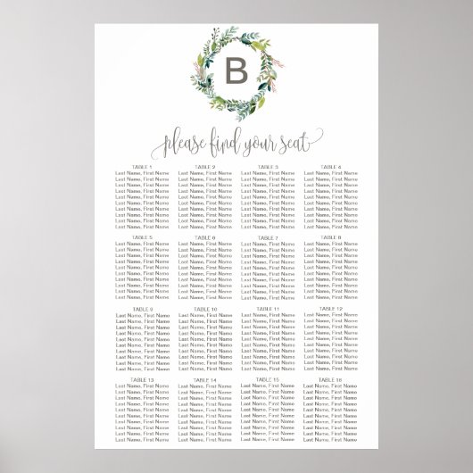 葉のリースモノグラム座席表 ポスター (正面)