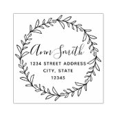 葉のリース名ラウンド差出人住所 ラバースタンプ (インプリント)