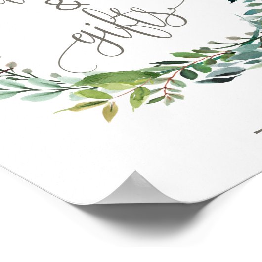 葉のリース カードとギフトのサイン ポスター (角)