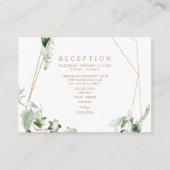 葉のレセプション ゴールド & ホワイト ウェディング エンクロージャーカード (正面)