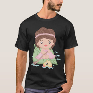 葉の上で航海する小さなプリンセス Tシャツ