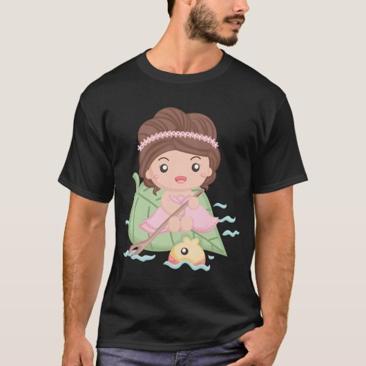 葉の上で航海する小さなプリンセス Tシャツ (正面)