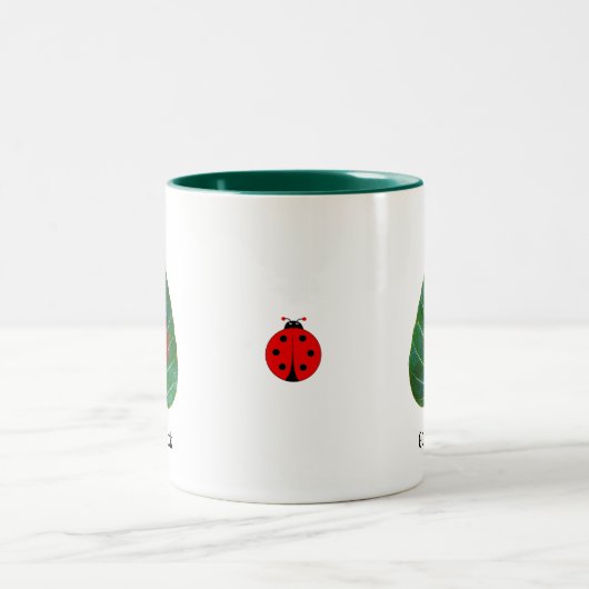 葉の上にラッキーバグ ツートーンマグカップ (中央)